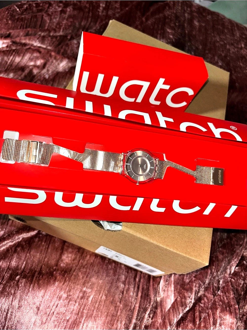 Swatch Skinrosee Skin Irony Watch Silver & Pink